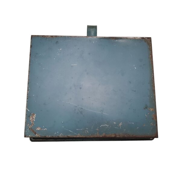 Vtg Toleware Silent Butler Crumb Catcher Metal Hand Painted Box Floral Hinged - Picture 6 of 7